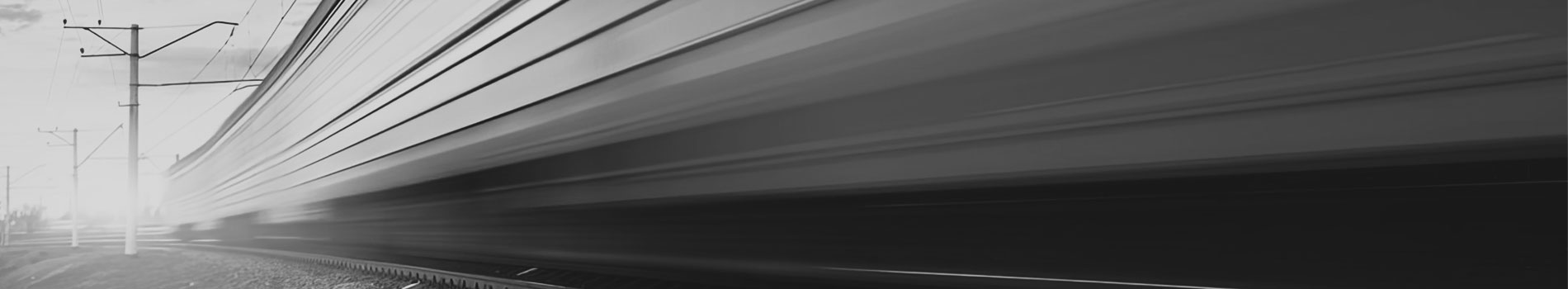 Black and white image of a high speed train